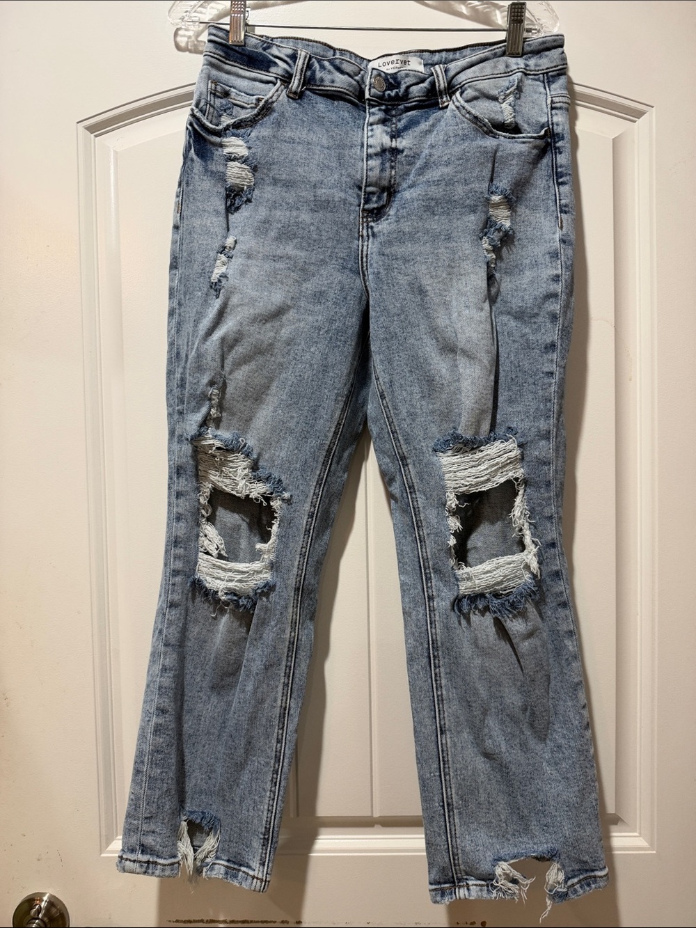 Vervet Light Blue Distressed Straight-Leg Jeans - Mid-Rise